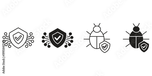 Cybersecurity and Data Protection Solid vector icon set.