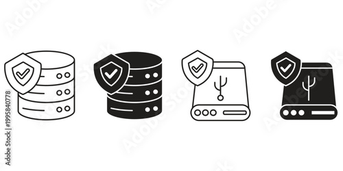 Cybersecurity and Data Protection Solid vector icon set.