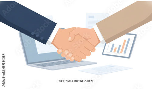 Successful business deal handshake close up partnership agreement concept vector illustration