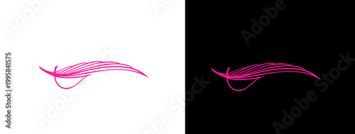 Foto Neon Pink Magenta Flowing Swish Flourish on White and Black Background