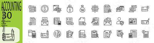 Obraz na plátně Accounting icon set. Editable stroke.