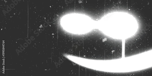 Abstract glowing light shape with vintage film grain and scratches texture effect