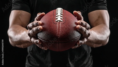American football player holding ball.
