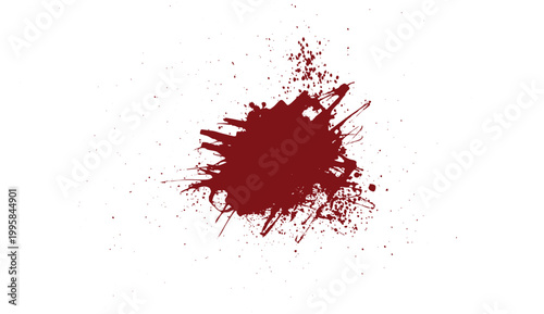 Red ink grunge splash isolated on a white background, Red ink splatter paint design elements. 