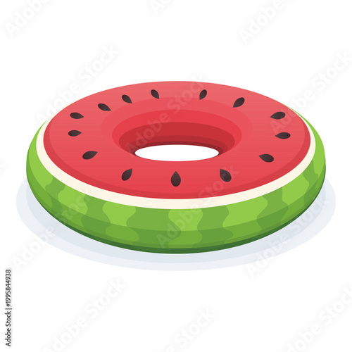 Watermelon pool float inflatable ring. vector illustration