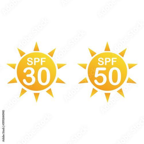 Sunscreen SPF 30 and 50 icons. vector illustration