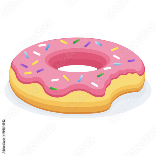 Donut pool float inflatable ring. vector illustration
