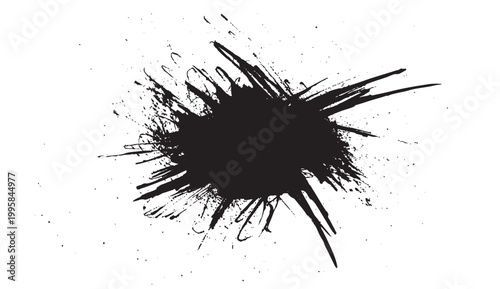 Black ink splatter splash grunge graphic style on white background, cratched dirty ink splatter stains, Abstract ink brush EPS10