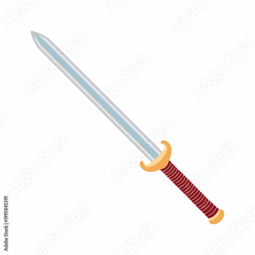 Illustration of a stylized sword with a red grip