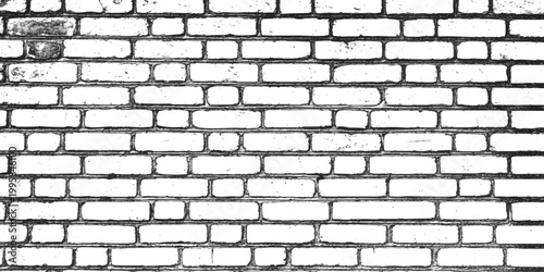 Black and white brick wall texture with rough stone pattern