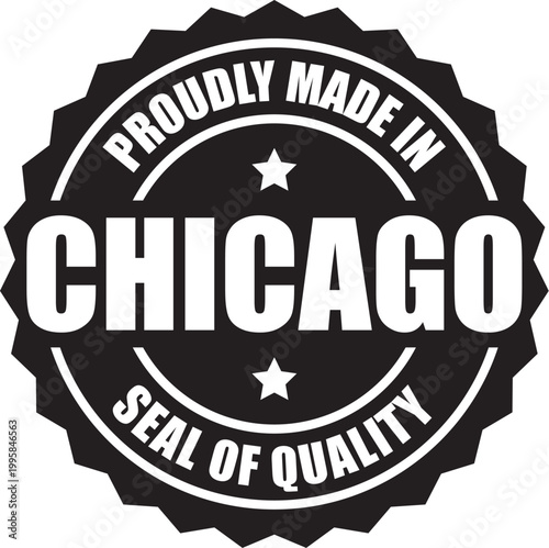 Proudly Made In Chicago Vector Badge
