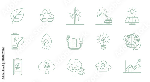 Eco friendly icons for sustainable living.