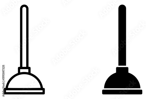 plunger icon outline filled vector