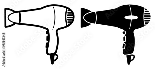 hair dryer icon outline filled vector