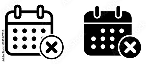 calendar cancel cross icon outline filled