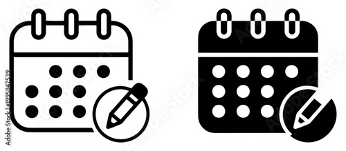calendar edit pencil vector icon set
