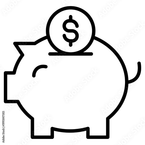 Piggy Bank Outline Icon