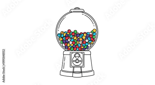 A vintage gumball machine filled with colorful candy, a classic arcade and retro toy
