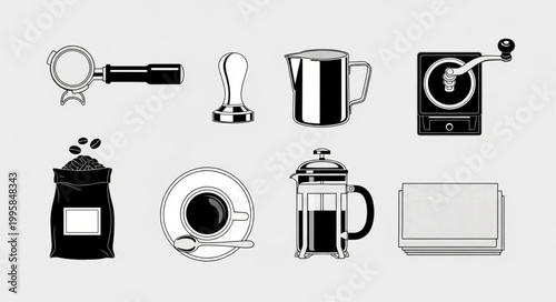 Collection of Coffee Making Tools and Accessories.