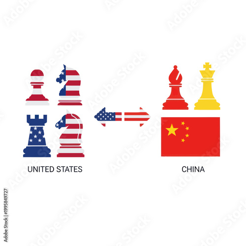 USA vs China Chess Game - Political Strategy and International Relations Concept