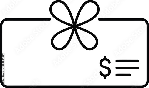 Gift card icon with a bow and dollar sign for e commerce and shopping use