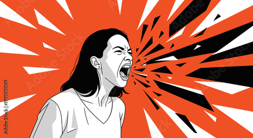 Woman Screaming Loudly, Exploding Head, Anger, Frustration, Stress, Mental Health