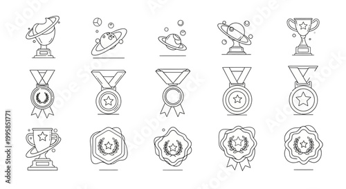 Collection of award icons and medals.