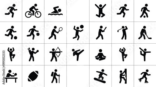 Silhouette sports icons collection for fitness and recreation design