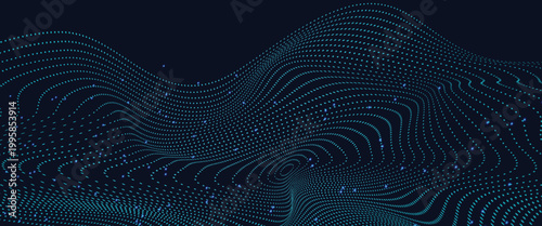Wave of particles. Abstract background with a dynamic wave. Big data. 3d rendering.