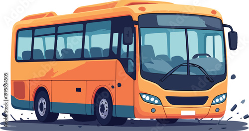  bus crash with fire accident scene – vector illustration
