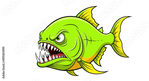 Aggressive Piranha Fish Cartoon