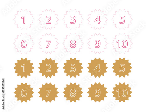 ジグザグを使った数字のイラスト ２種類セット