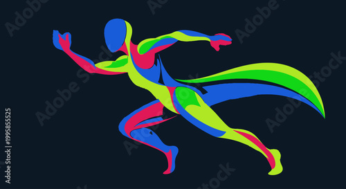 Tableau sur toile Multicolored Superhero in Dynamic Motion.