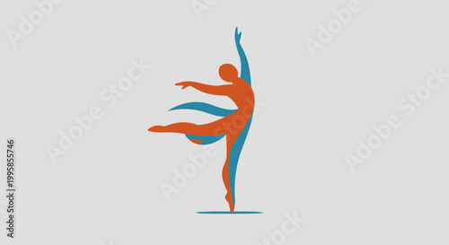Dancer in Orange and Blue Outfit.
