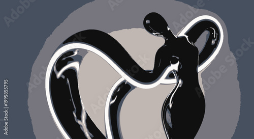 Black Silhouette of a Woman Dancing.