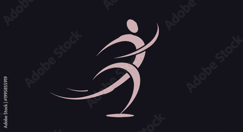 Pink abstract human figure dancing alone.