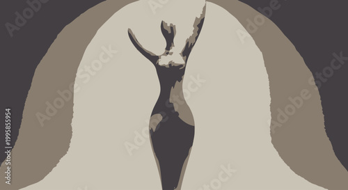 Silhouette of woman in dress.