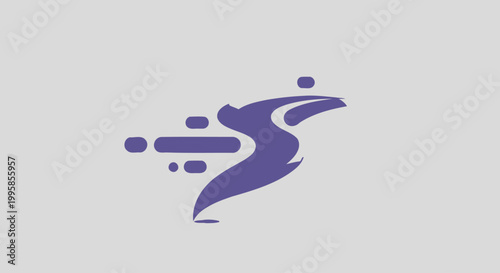 Purple Dolphin Logo Swimming Fast.