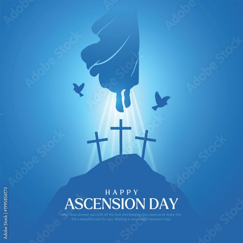 Ascension Day design with Jesus Christ in the sky vector illustration. Creative illustration of the ascension of Jesus Christ.
