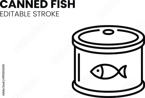 Canned fish icon for food packaging and marketing materials