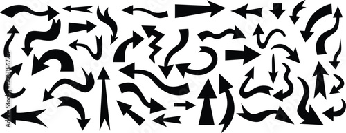 Foto lack arrow silhouette set with curved, wavy, zigzag & directional styles