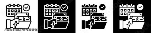 Salary Payment Icon Set In Black And White Filled Style Collection 