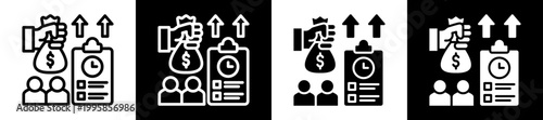 Compensation Plan Icon Set In Black And White Filled Style Collection 