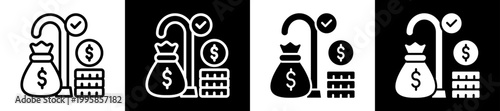 Retirement Income Icon Set In Black And White Filled Style Collection 