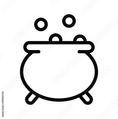 Simple Outline of a Cauldron with Bubbles in a Minimalistic Style