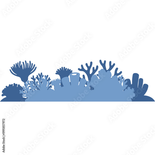 Blue Coral Reef Silhouette Graphic