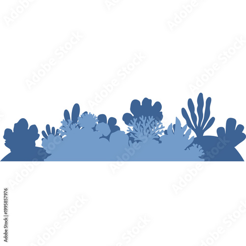 Blue Bush and Shrub Silhouette