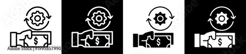 Wage System Icon Set In Black And White Filled Style Collection 