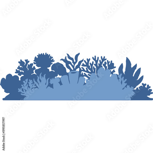 Tableau sur toile Blue Coral Reef Silhouette Graphic