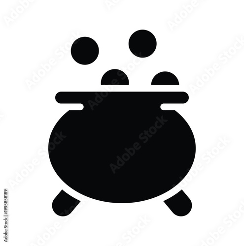 Black Cauldron Filled with Bubbles and Mysterious Ingredients